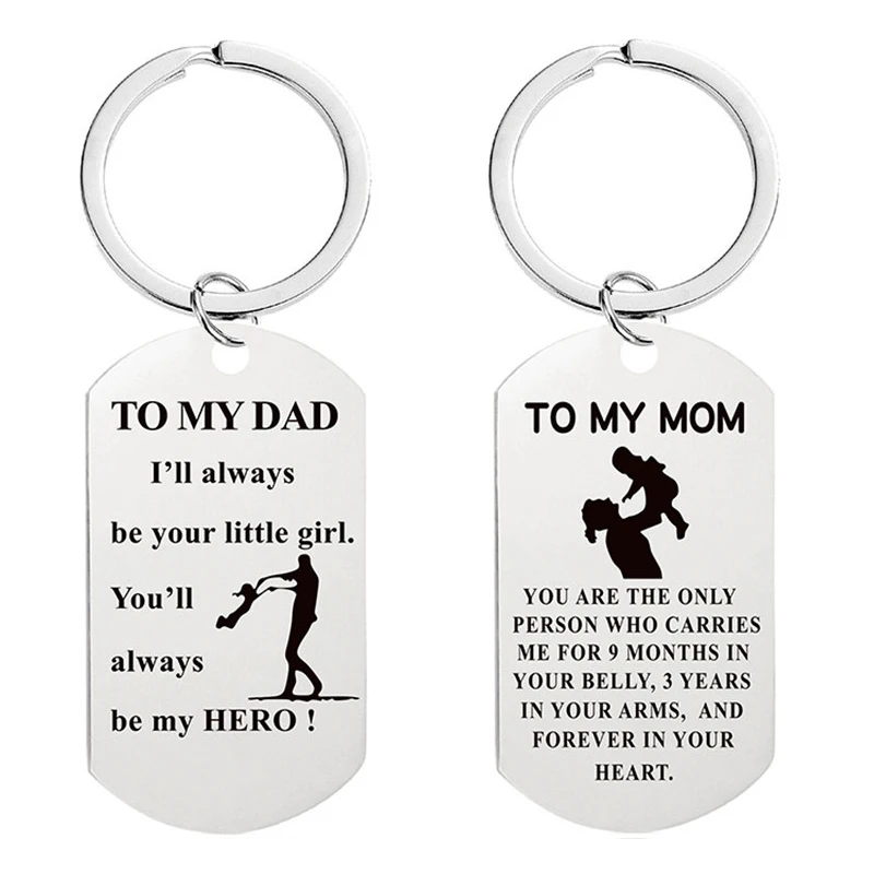 Fathers Day Gift Keychain For Dad You Will Always Be My Hero Fashion Mother's Day Gift Keyring for Mum from Daughter Son Kids