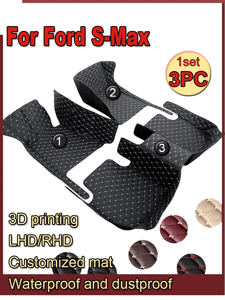 

Автомобильные коврики для Ford S-Max MK1 2006 ~ 2014, 7-местные коврики с защитой от грязи, полный комплект, водонепроницаемые напольные коврики, Нескол...