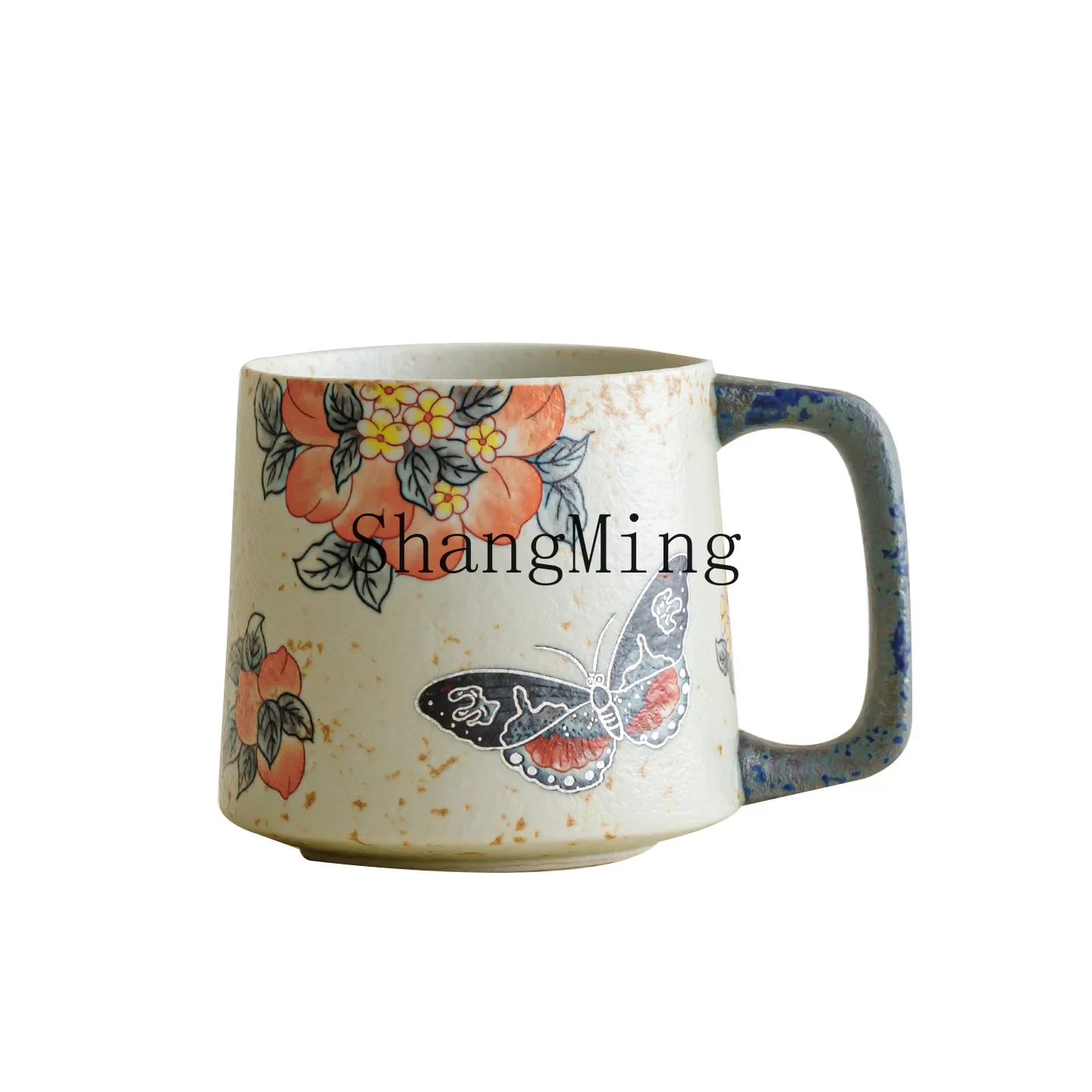 Фото Керамическая кружка CL Antique Peach Butterfly Dancing с карамельной глазурью для чая и кофе, для дома и офиса №2