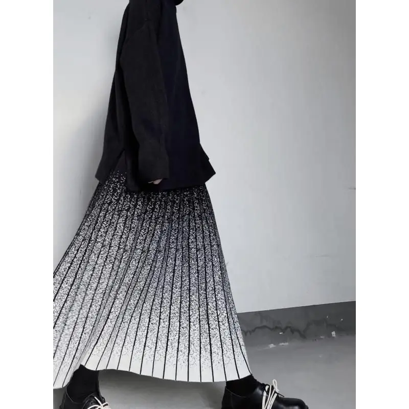 Женская вязаная плиссированная юбка с высокой талией