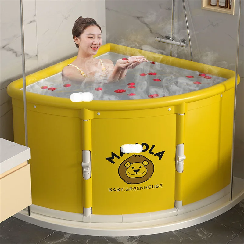 

Foldable Triangular Bathtubs Household Bath Bucket Portable Bathtub for Adult Sweat Steam Seat Save Space Fan-shaped Bath Barrel