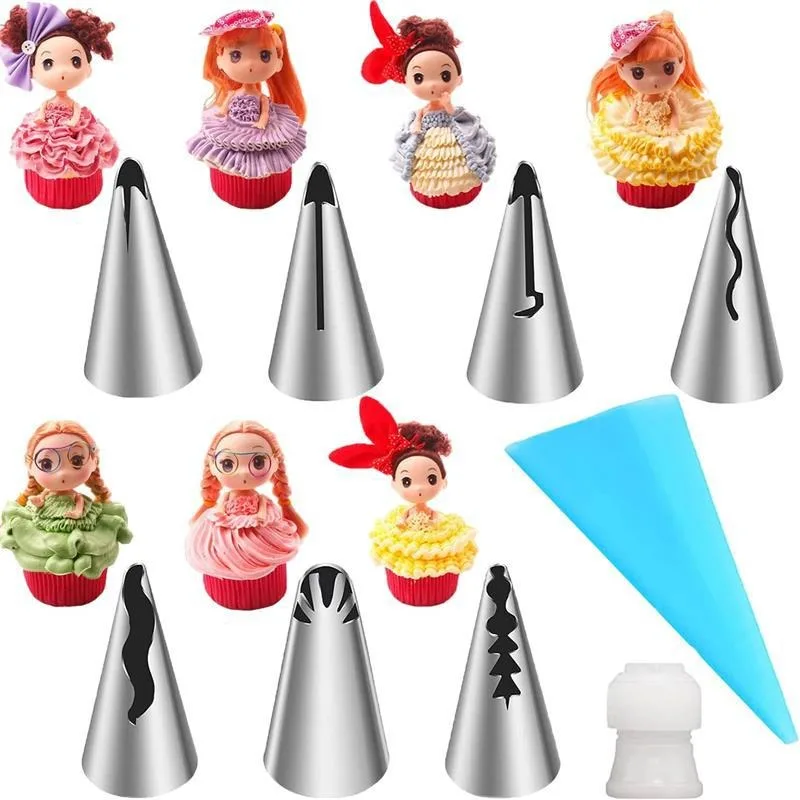 

9PCS Korean Pastry Nozzle for Cream Icing Pipeline Nozzle Cake Decoration Tulip Rose Grass Candy