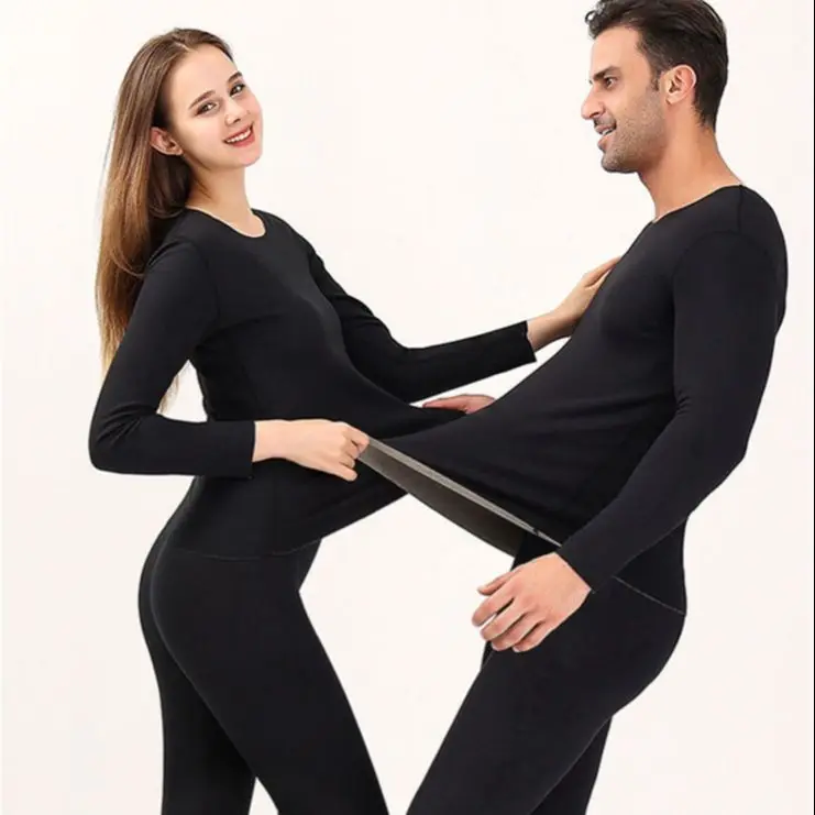 Yasuk Winter Fashion Men's Women's Thermal Underwear Long Johns Super Warm Solid Soft Casual Double Faced Velvet Top With Pants