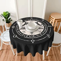 satanic black goat and pentagram round tablecloth 60 inch washable polyester table cloth water resistant spill proof table cover
