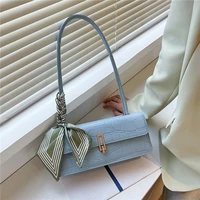 summer ribbon deisgn crocodile pattern small underarm shoulder bags for women 2022 fashion brand high quality purses and handbag
