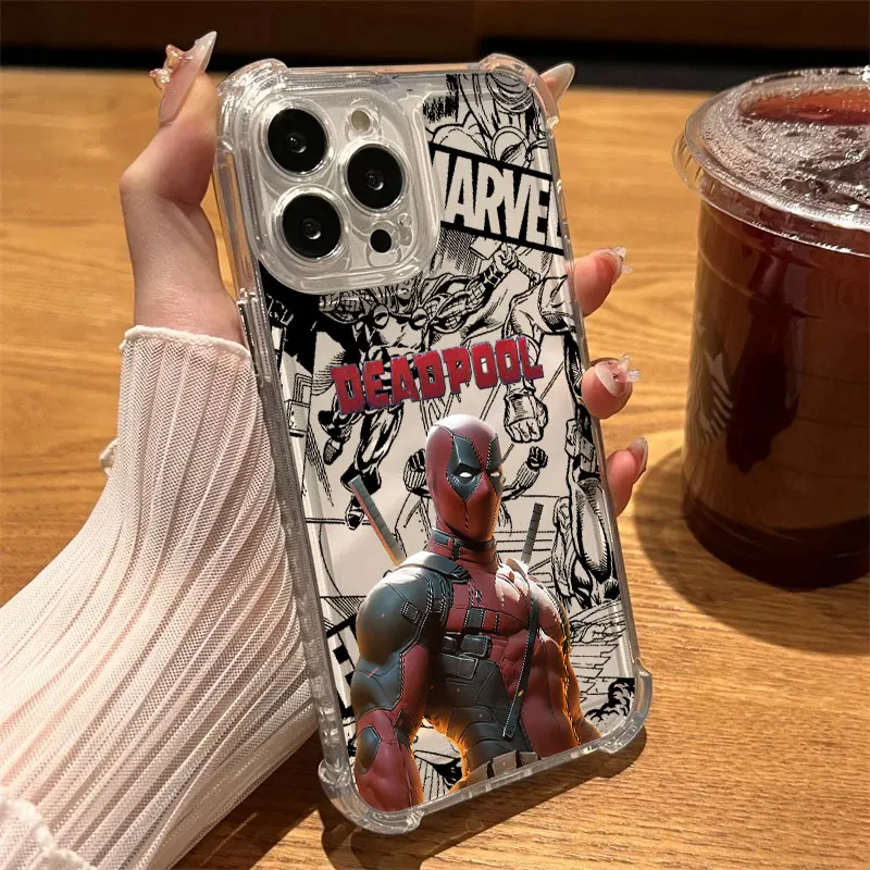 Противоударный прозрачный чехол Deadpool Marvel для iPhone 17, 16, 15, 14, 13, 12, 11 Pro Max, 16e, 17e, Air, 13, 15 Plus, XS, XR, 7, 8 (art.: 3920da3679cd3) - 3920da3679cd3