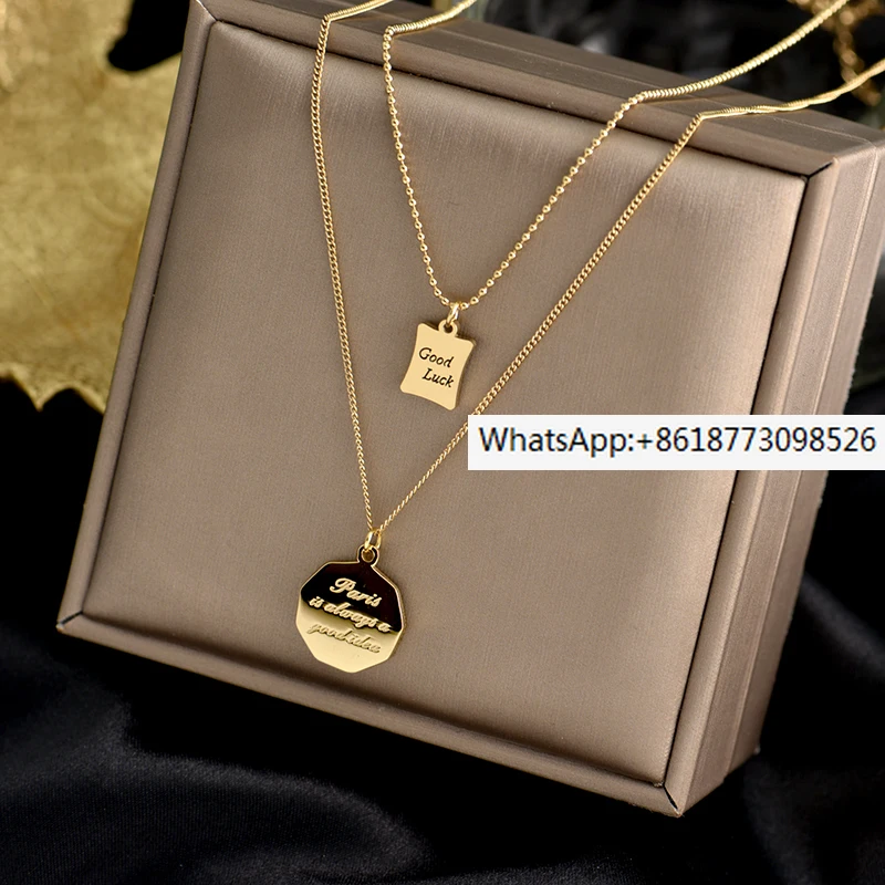 

Ожерелье женское из титановой стали, с двойным слоем