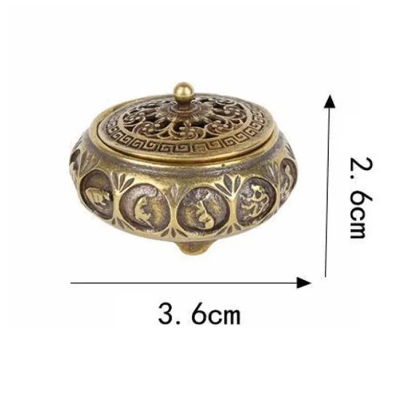 Retro Copper Incense Burner Incense Holder With Cover Twelve Chinese Zodiac Sign Censer Carving Desktop Ornament images - 6