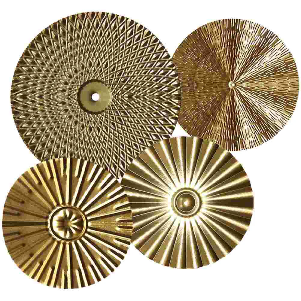

4 Pcs Wrought Iron Wall Decoration Gold Wedding Disc Metal Modern Home Office Decorative Pendant Garden