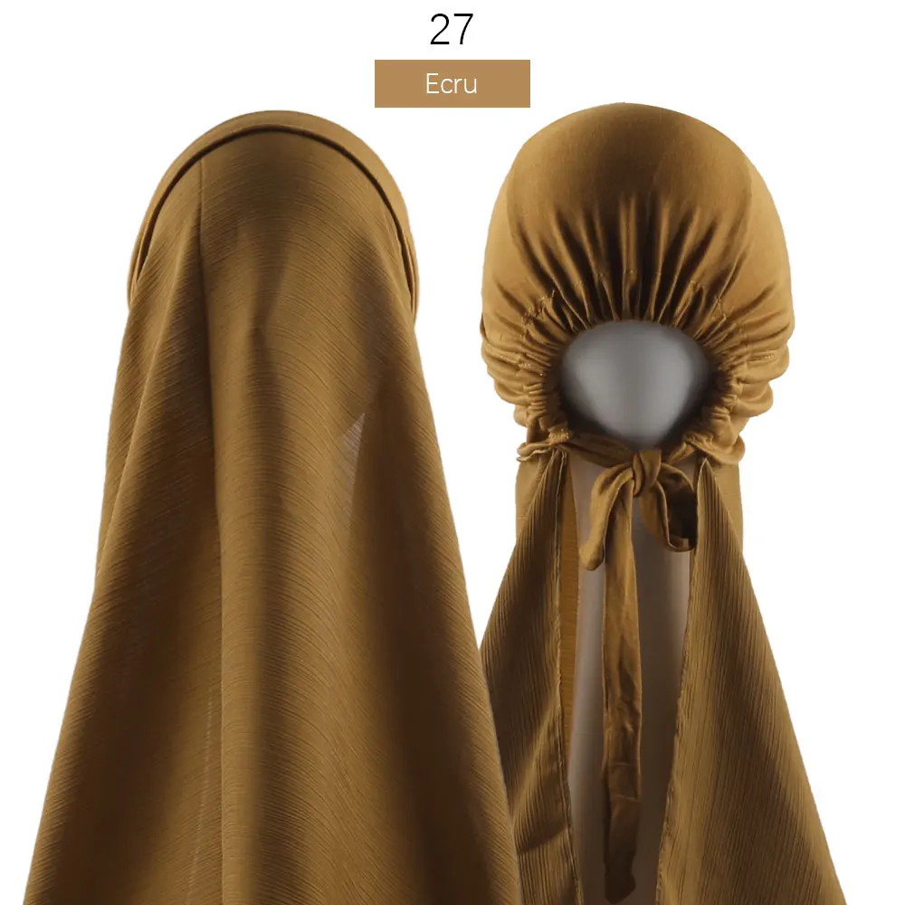 Instant Muslim Women Crinkle Satin Silk Hijab With Bonnet Caps  Hijabs Scarves Satin crinkle Scarf With UnderScarf Inner Caps