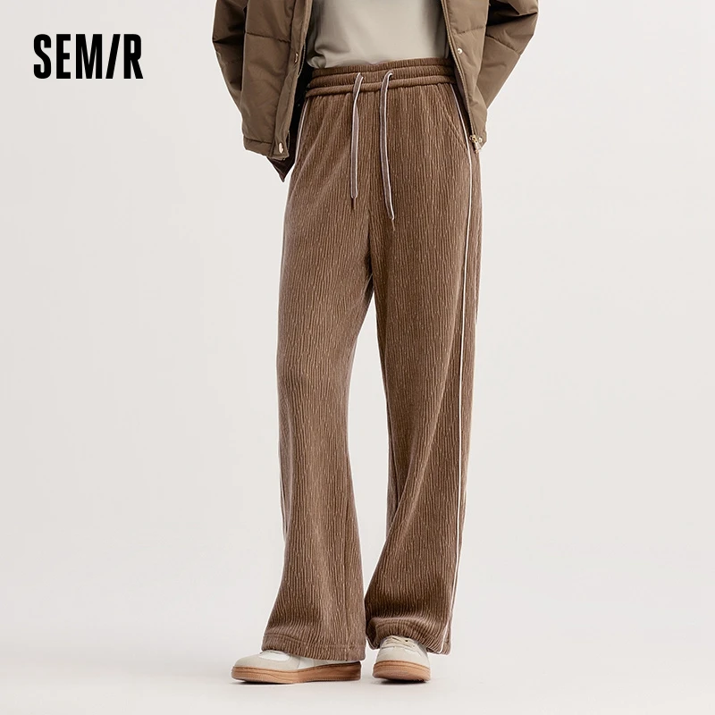 Фото Semir повседневные брюки женские длинные брюки из синели зима 2025 новые контрастные цвета широкие брюки длиной до ног №2