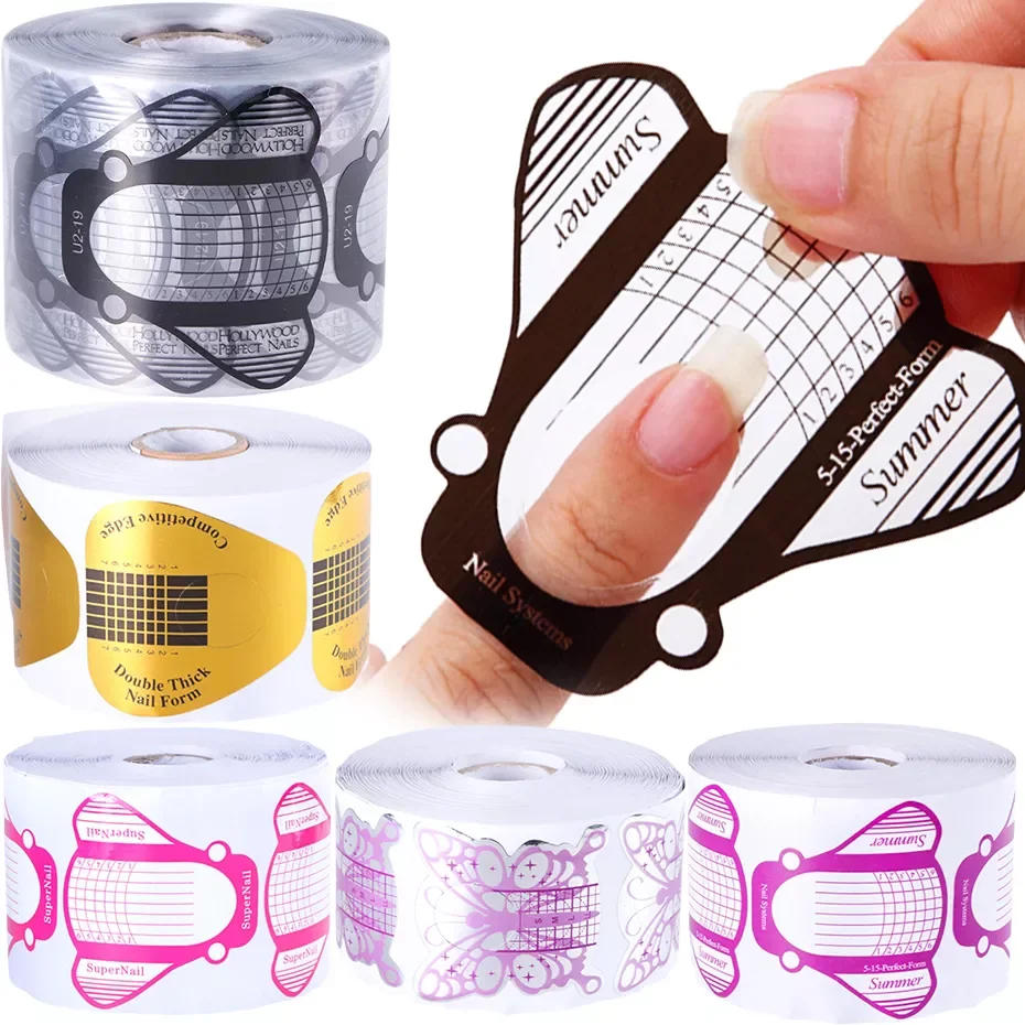 

500pcs Acrylic Nail Mold Forms For Extension French Manicure Stencil Nail Accessories Tools Soak Off Gel Building Tips LE941