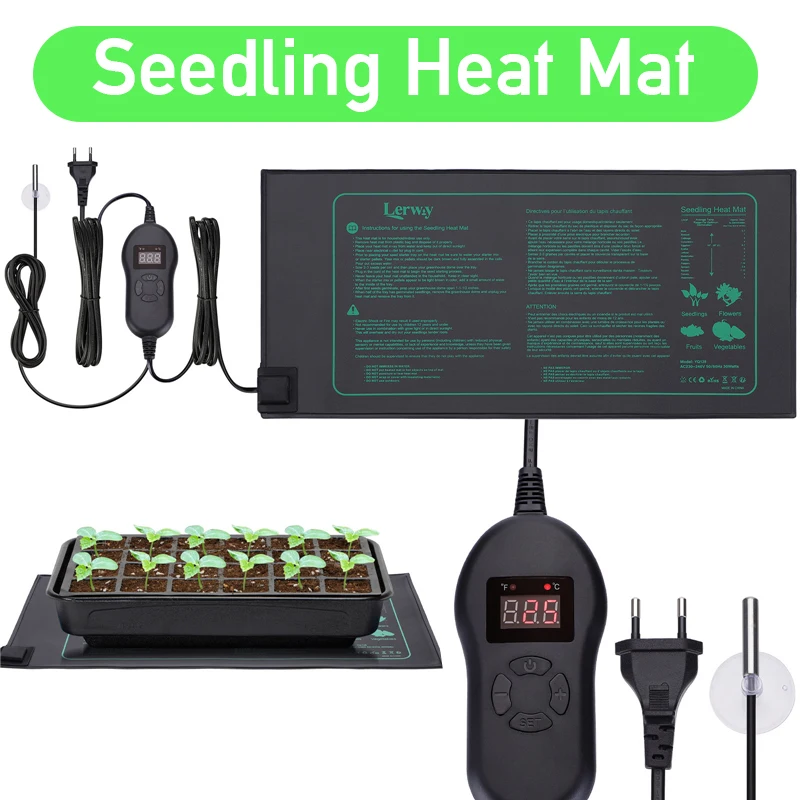 50.8x25.4CM EU/UK Plug Seedling Heat Mat Waterproof Plant Seed Germination Propagation Clone Starter Warm Pad Mat Garden Supplie