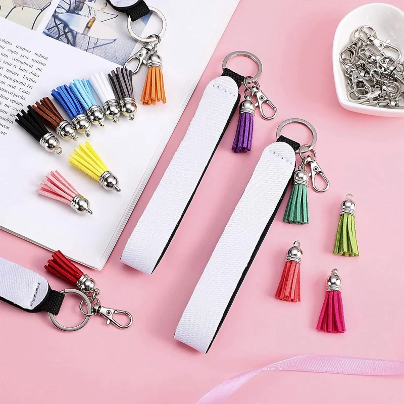 

15pcs Keychain Tassels 15Pcs Lobster Clasps 15pcs Jump Rings for Diy Keychains