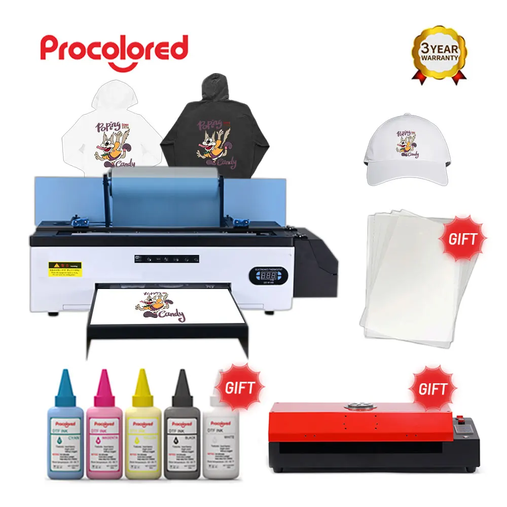 

Procolored DTF DX5 Printer Print to T-shirt Transfer Printing Machine A3 for Clothes Leather Hoodies Shirts Transfer To PET Film
