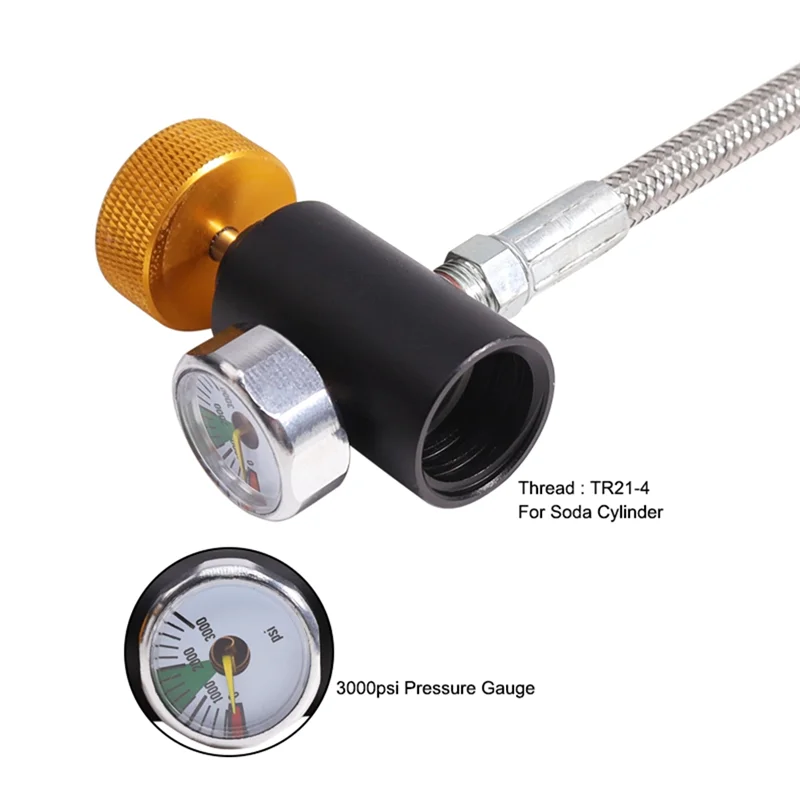 

G5/8-14 CO2 Cylinder Refill Adapter Hose, CO2 Refill Station Connector Kit for Filling Soda Maker for Soda-Stream Tank