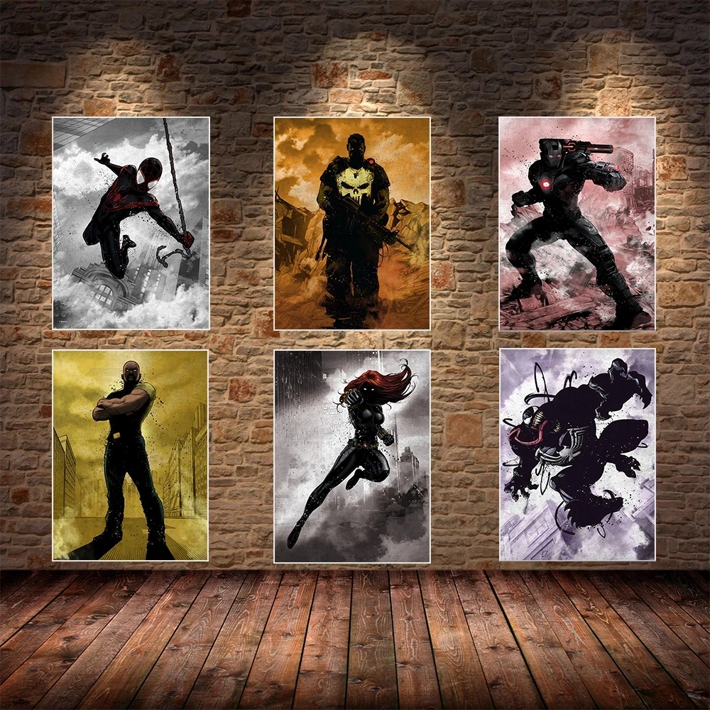 

Marvel холст Веном HD Печатный настенный Человек-паук художественные постеры картины Железный человек для гостиной Мстители домашний декор ка...