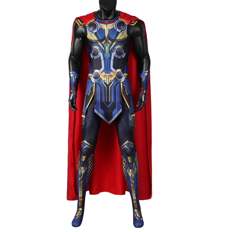 

Halloween Carnival 3D Printing Bodysuit Love And Thunder Cosplay Costume God Of Thunder Odinson Outfit Sleeveless Suit With Cape