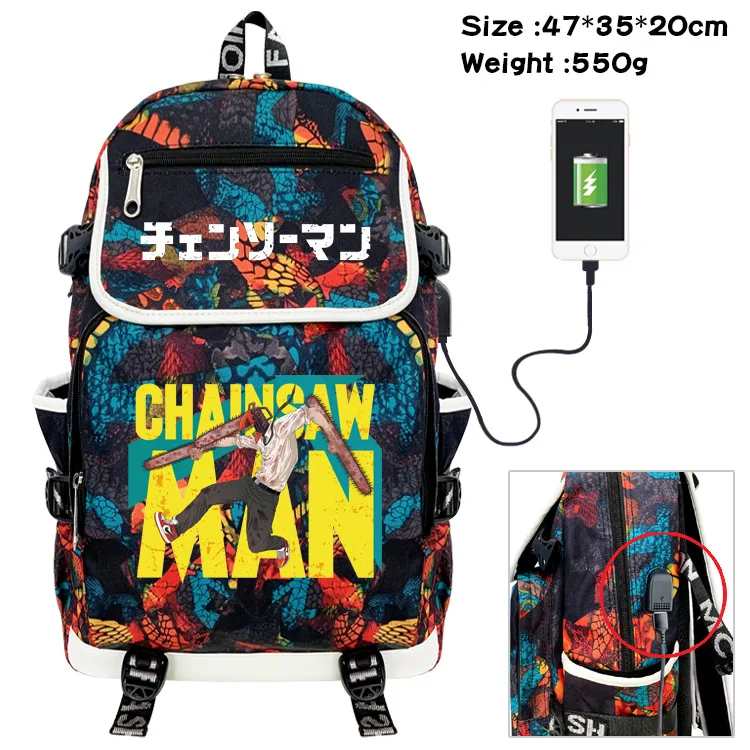 

Chainsaw Man Animation Derivative Camo Backpack Male or Female High-Capacity Sports Bag Schoolbag Student Supplies