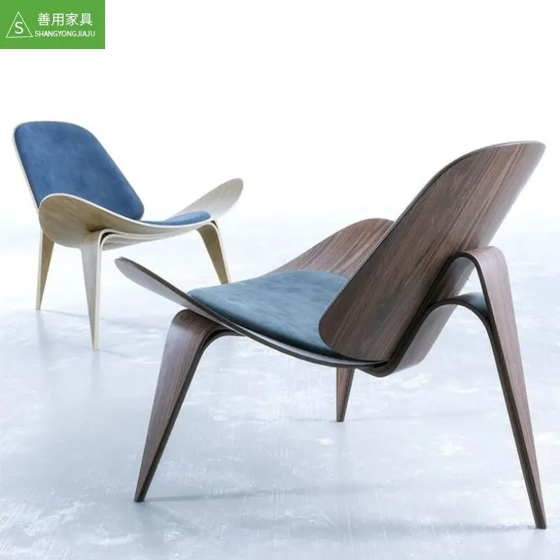 

Creative Simple Designer Single Sofa Chair Smile Plane Chair Sold Wood Structure with Leather Covers