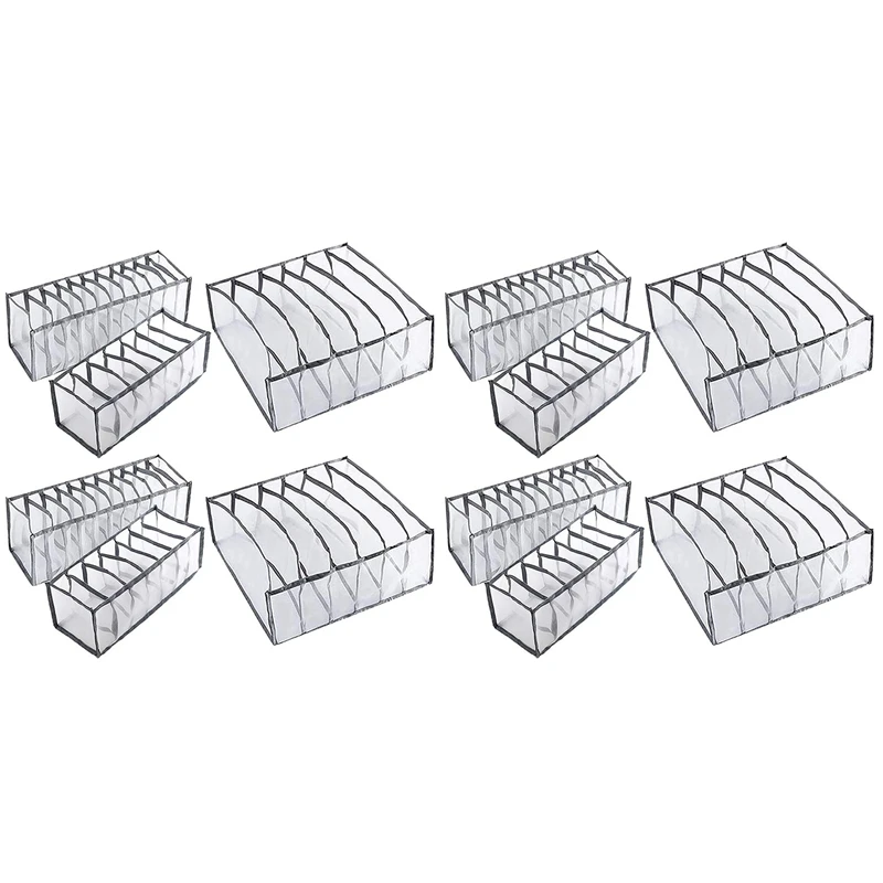 

12Pcs Underwear Drawer Organizer Foldable Closet Clothes Dividers Dresser Compartments Storage Box Fit For Bras Socks
