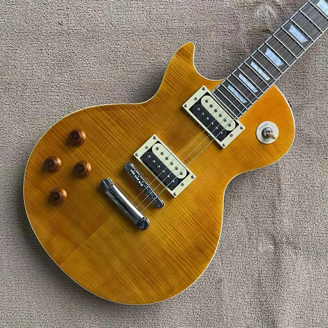 

Электрогитара LP с интегрированным соединением левой руки, передний желтый и задний красный прозрачный корпус, картридж LP, LP bridge, 4 volum