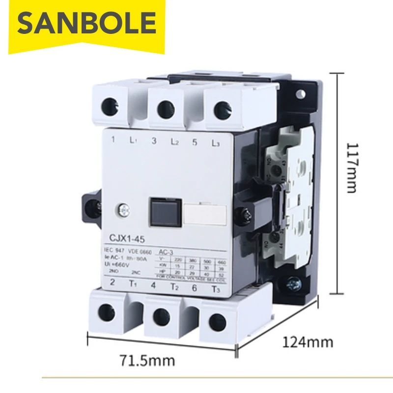 Контактор переменного тока 45A/63A CJX1-63/22 3TF47 2NO 2NC Power Electrical Silver Contact 380V 220V 110V 36V 24V Motor Coil