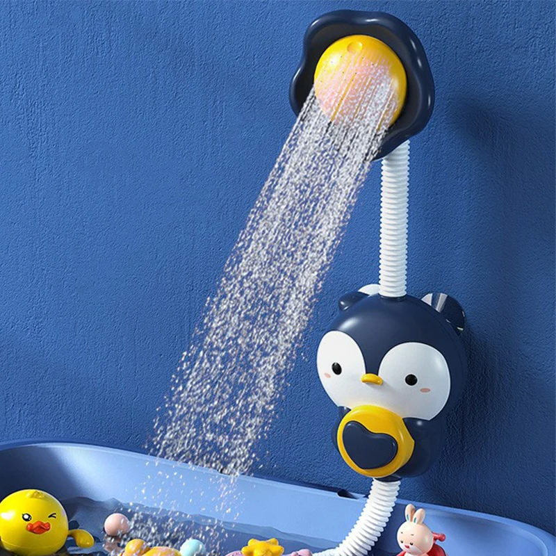 

Electric Penguin Pattern Water Spray Bath Toys For Kids Baby Bathroom Bathtub Faucet Shower Toys Strong Suction Cup Water Game