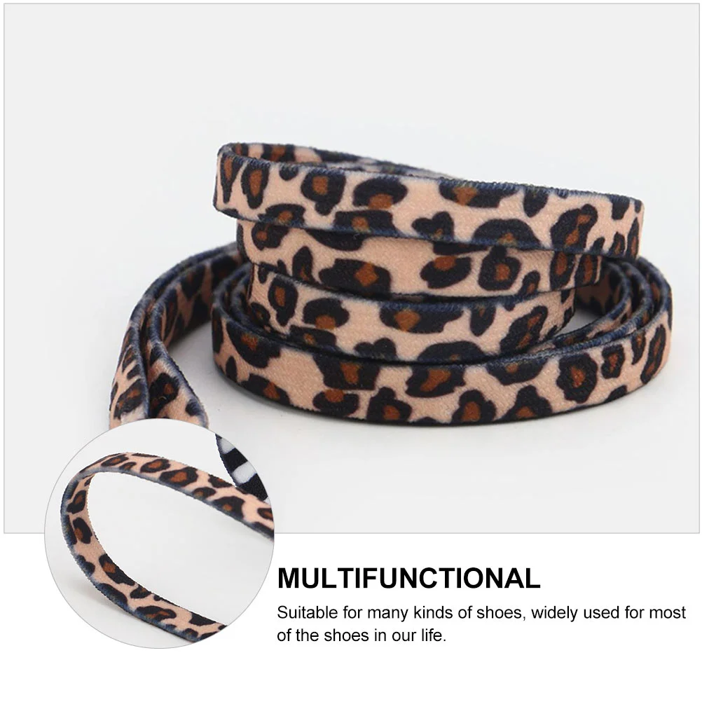 2 Pairs Leopard Lace Shoelaces Sport Accessories Ties Stretch Sneakers Classic Shoes Cool Flat White Fashionable