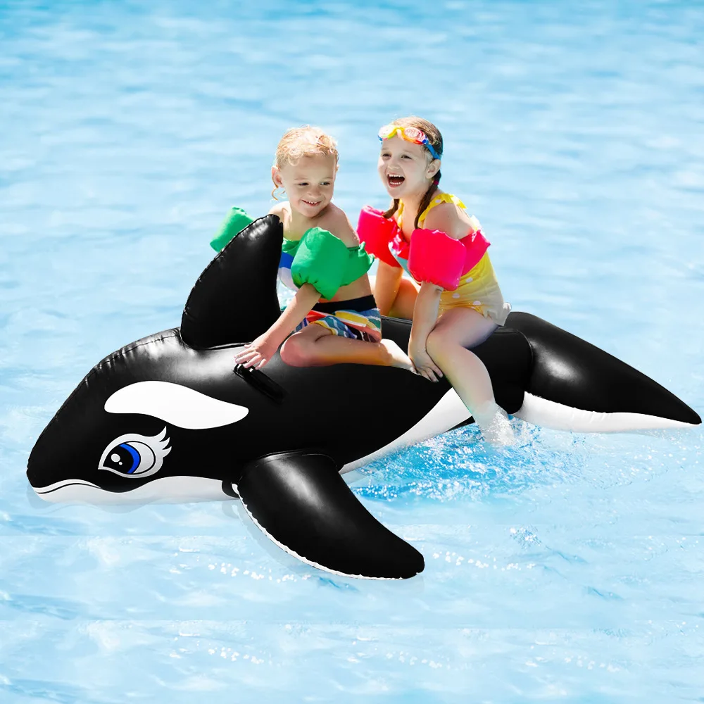 PVC Inflatable Ride Water Toy Floating Row Whale Dolphin Shark Large Thickened Black Amusement Park