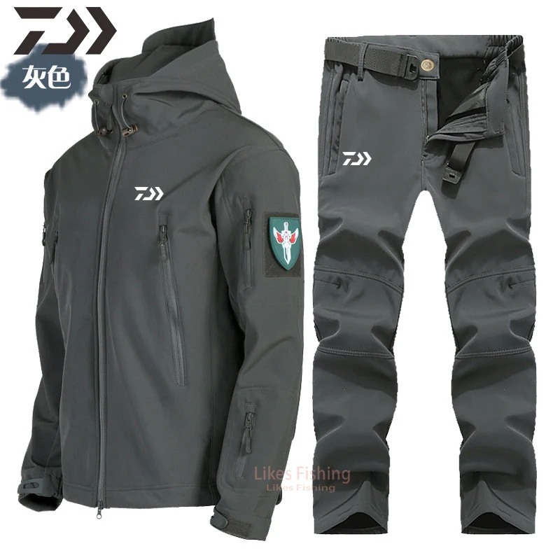 Daiwa Winter Fishing Suit Waterproof Fishing Jacket Men Warm Casual Coat Daiwa  Fishing Pants Velvet Thick Clothing Fishing Wear enlarge