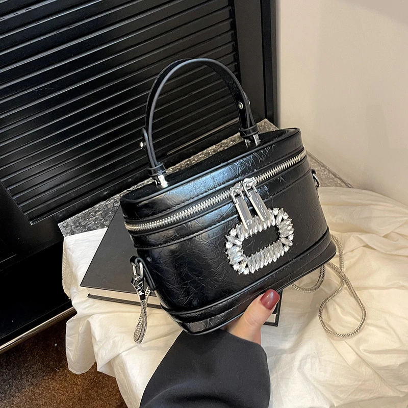

Box Shape PU Leather Crossbody Bags For Women 2023 Luxury Diamond Handbag Female Black Silver Shoulder Bag Fashion Clutch Bag