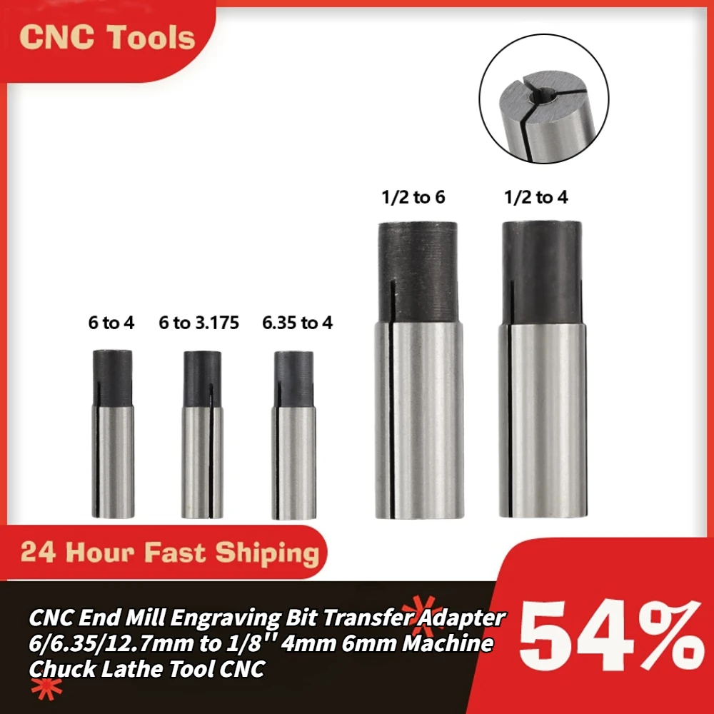 

Концевая фреза с ЧПУ 1 шт., патрон-адаптер для гравировки, токарный инструмент, аксессуары для станков с ЧПУ 6/6, 35/12, 7 мм до 1/8 дюйма, 4 мм, 6 мм