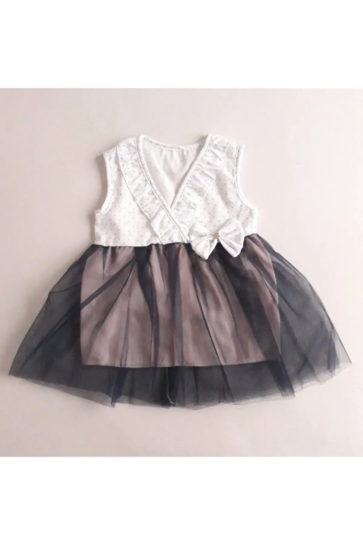 

Baby Girl Summer Tulle Sleeveless Dress Zero Sleeve Regular Trend Polka Dot Cotton Black Woven