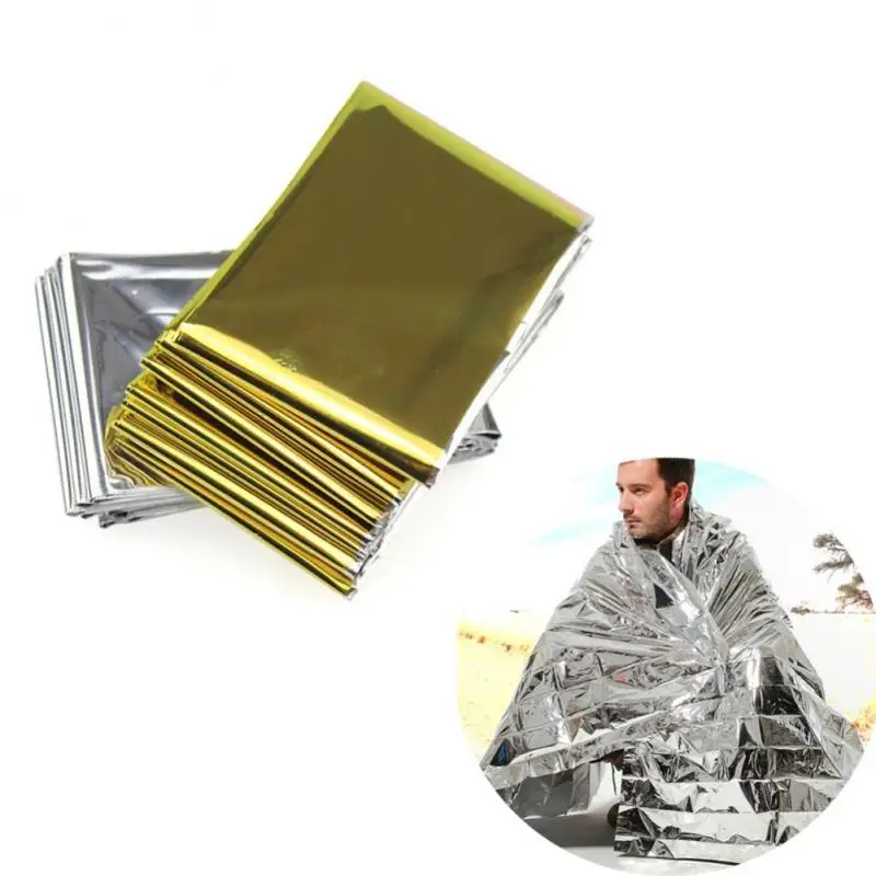 

Emergency Blanket Multi Functional First-aid PET Insulation Blanket Gold Silver Survival Sunscreen Blanket Camping Supplies