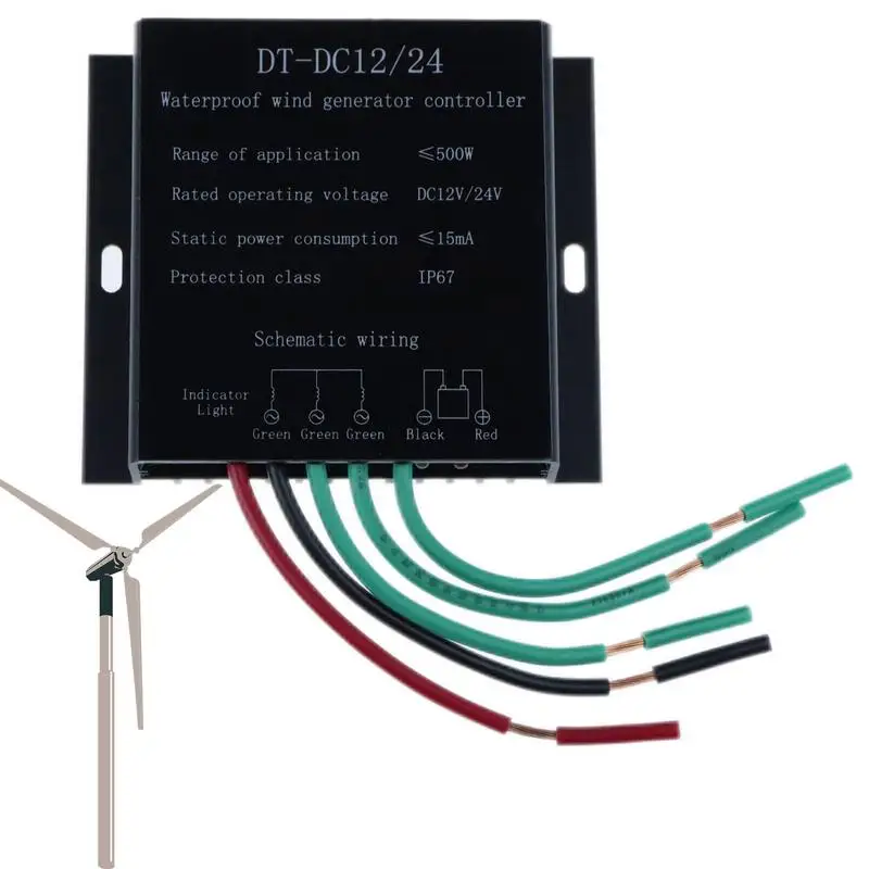 

Wind Turbine Controller DC15-30V 500W Wind Turbine Generator Waterproof Wind Charge Controller Regulator Automatic Controller AC