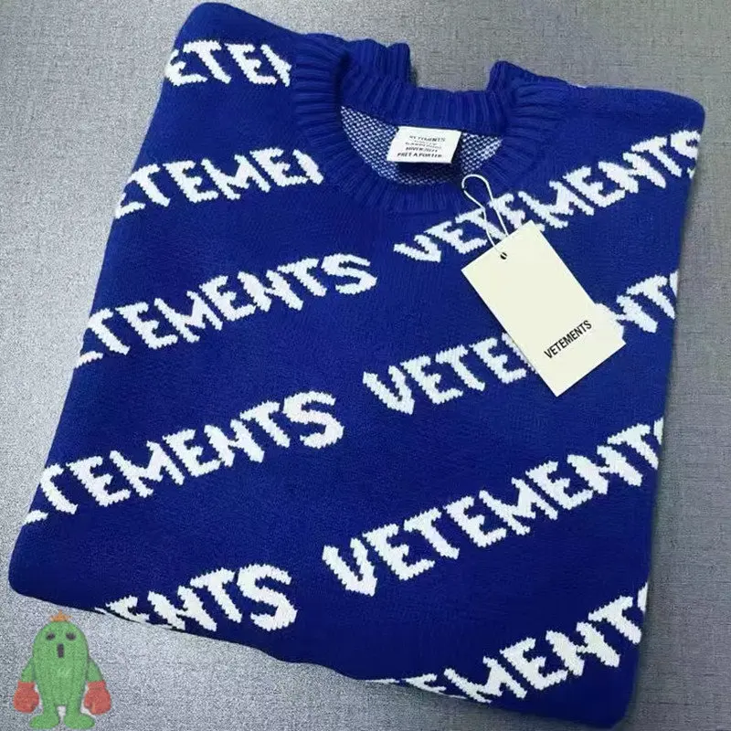 

Oversized VETEMENTS Sweater Original Tag 1:1 Full Logo Loose Pullover Men Women Casual Knitted Sweaters