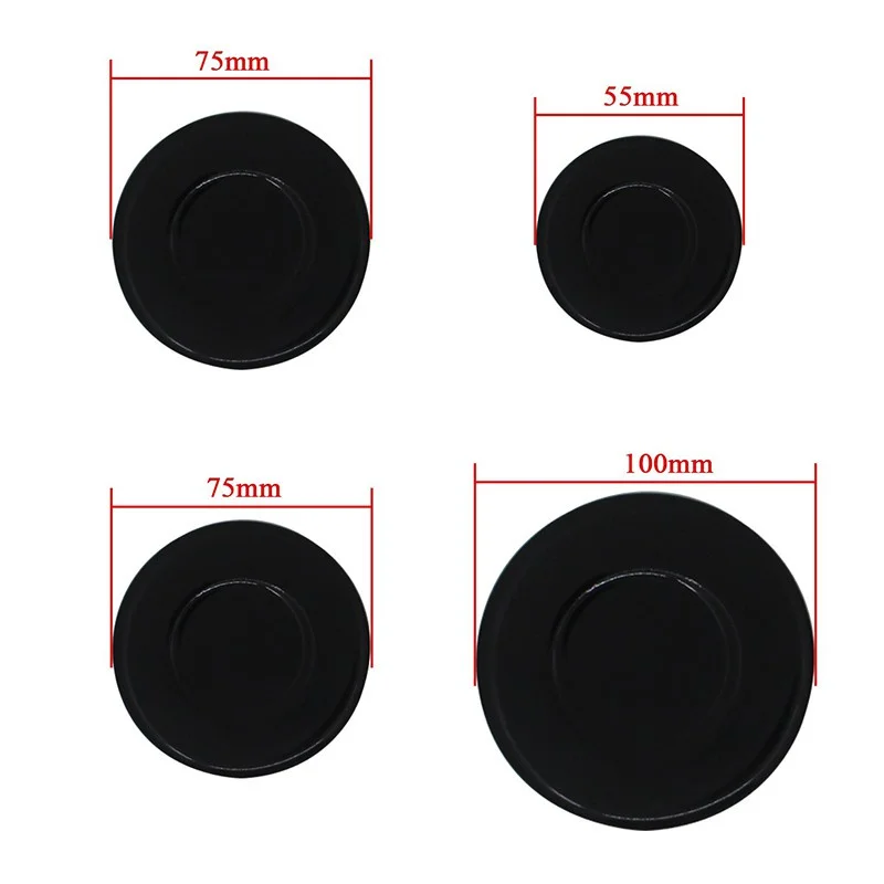 

4 Piece Set Universal Oven Hob Gas Burner Crown Gas Stove Burner Thick Iron Black Cap Cover 55mm 75mm 100mm
