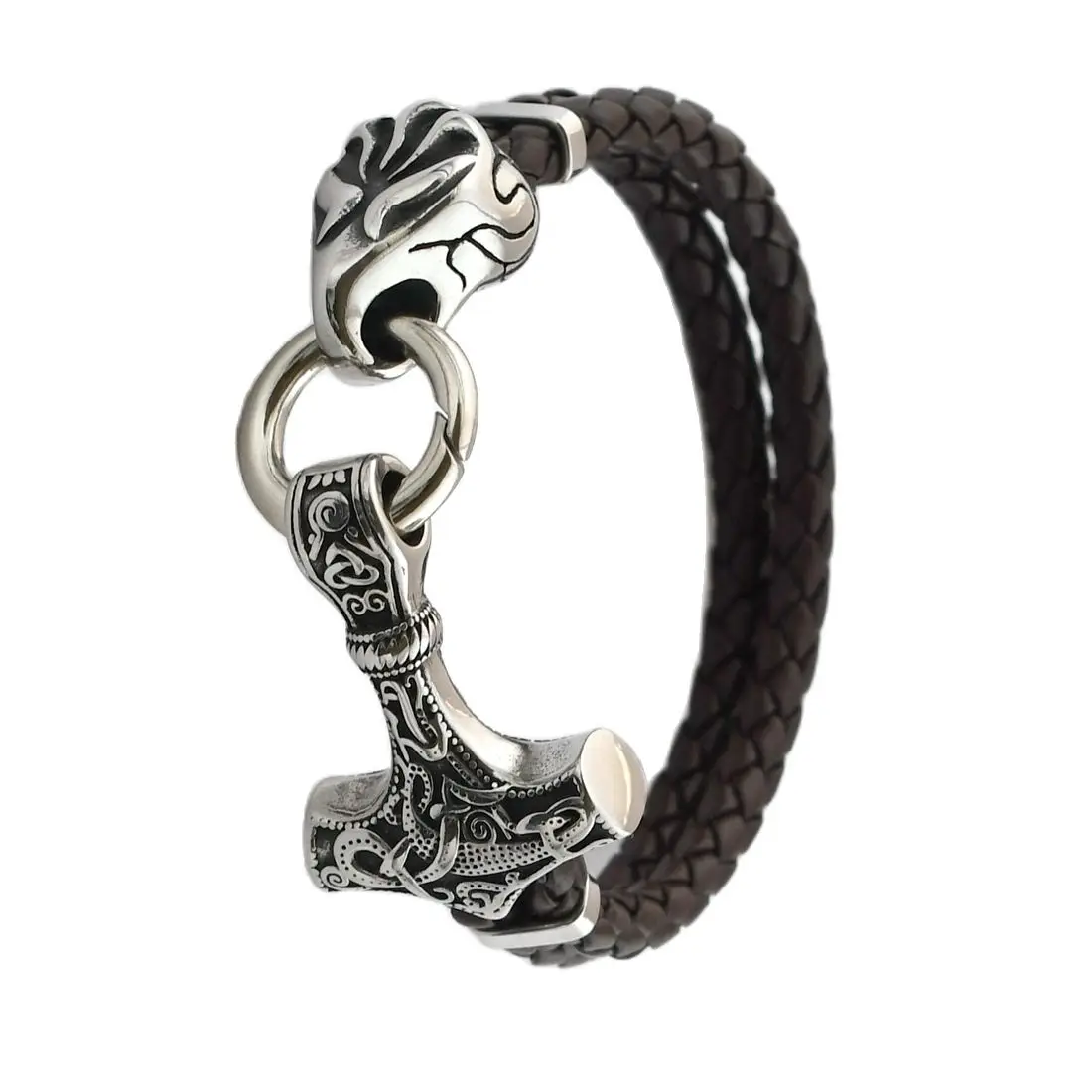 

Viking Thor Thor's Hammer Bracelet Nordic Stainless Steel Dragon Head Bracelet Men's Gothic Punk Jewelry