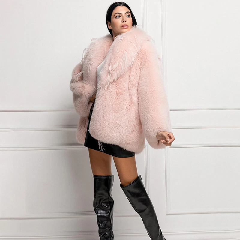 Lapel Fur Tassel Natural Fox Fur Jacket Women Winter Thicken Solid Long Sleeve Luxury Outertwear Genuine Fox Fur Coat Female