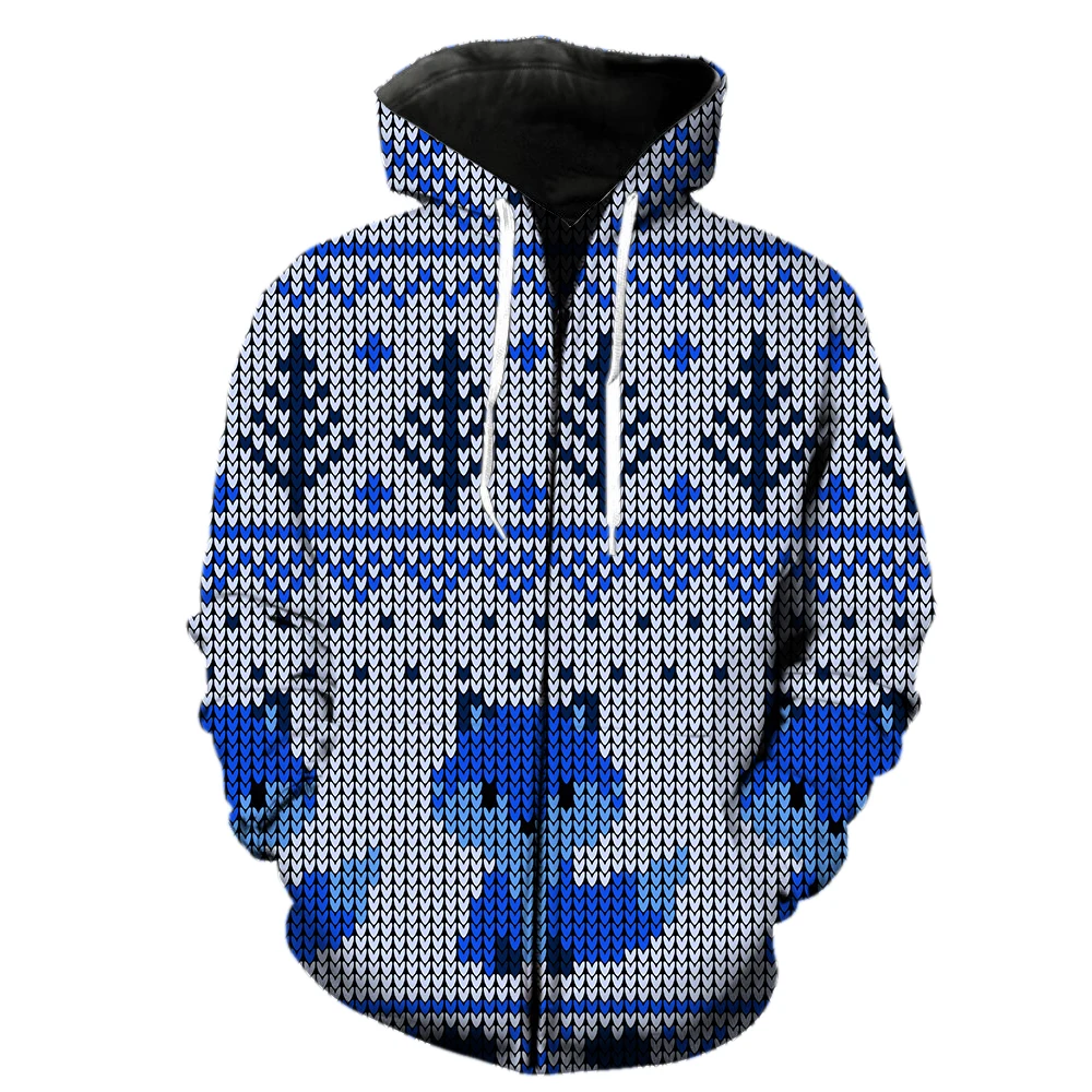 

Мужская толстовка на молнии, с капюшоном и 3D-принтом