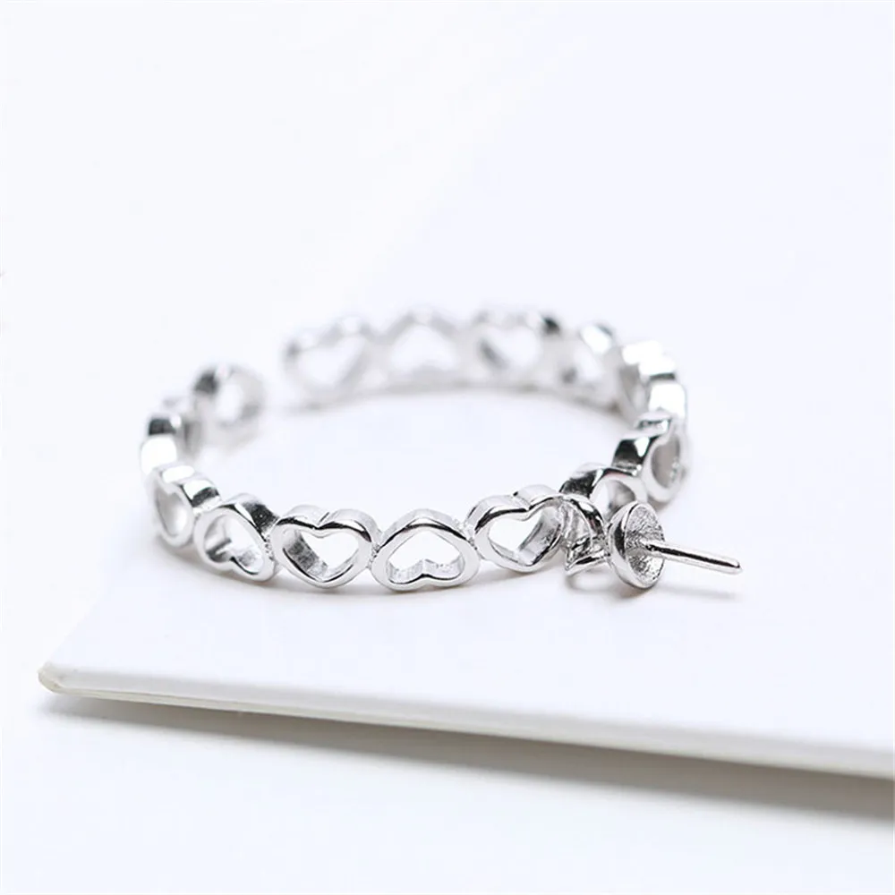 

Micro-set zirconia 18K gold clad half-hole bead bracket ring fashion light luxury diy crystal pearl empty bracket ring