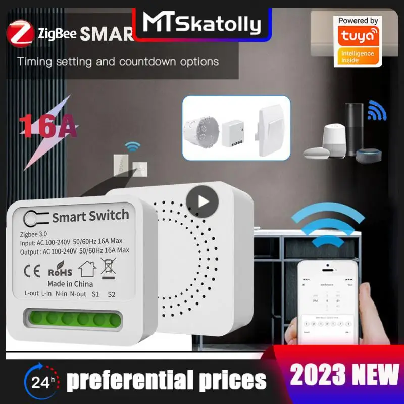 

Mini Switch Tuya Zigbee Wireless Switches Smart Life 10a Switch Smart Home Automation Two Way Control Breaker Diy 16a