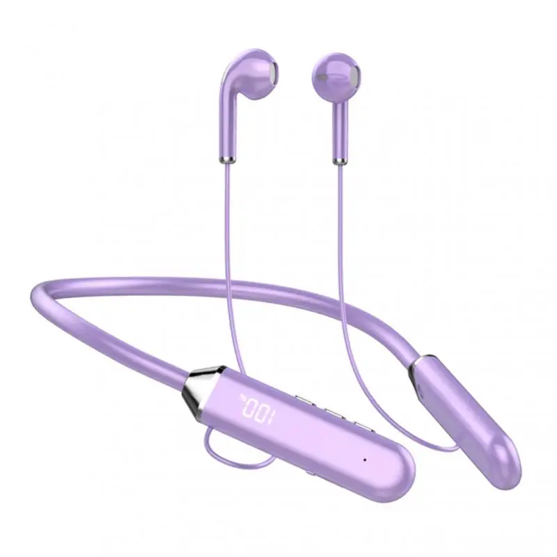 

Wireless Headphones Neckband Led Digital Display Headset Waterproof Noise Cancel Sport Earbuds Voice Prompt 280mah