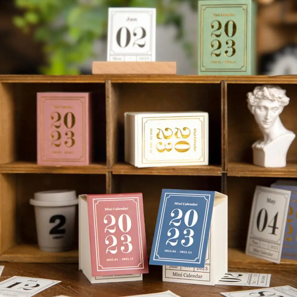 

Настольный мини-календарь на 365 дней, винтажный подвижный декоративный портативный планировщик, настольный стол для записей, милый яркий календарь U3d6