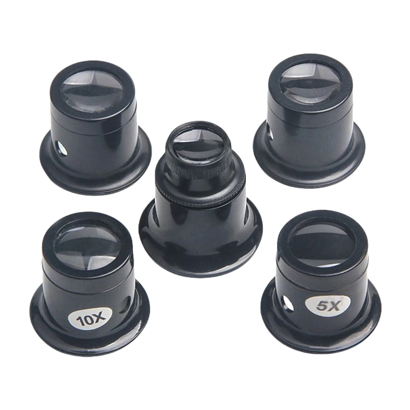 1/4 шт. 3x/5x/10x/15x/20x лупа для глаз лупы набор инструментов ремонта часов ювелирная