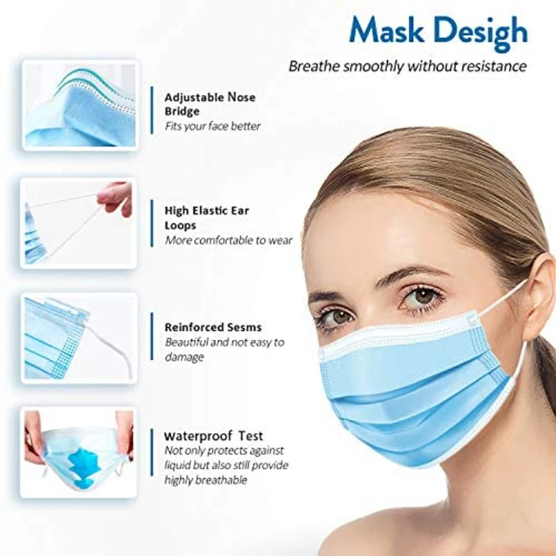 

Masks Disposable Non wove 3 Layer Ply Filter Mask mouth Face mask Breathable Earloops Masks fast shipping