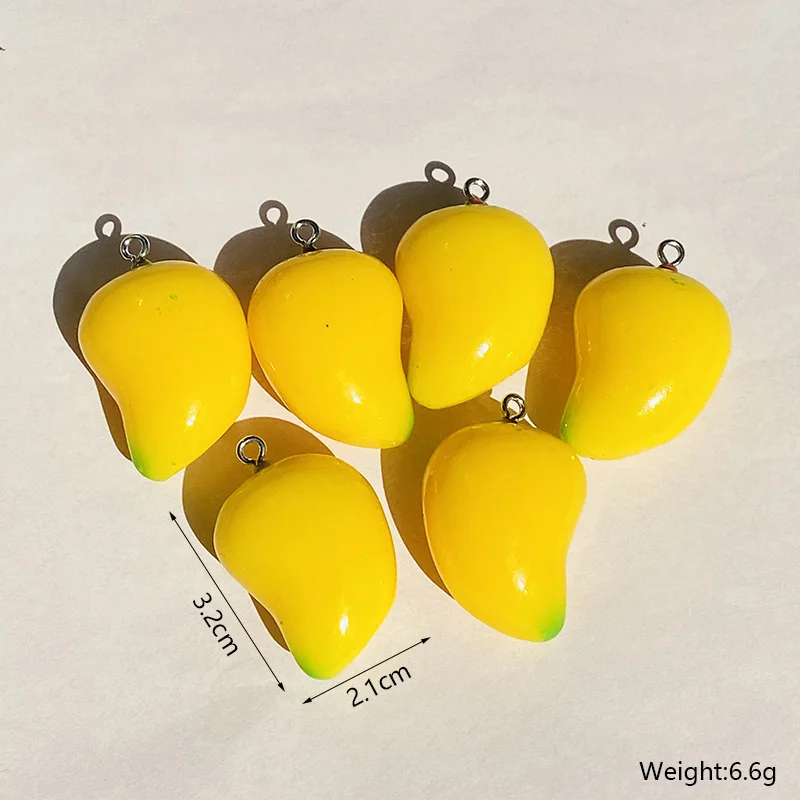 6 шт. имитация смолы подвески в виде фруктов манго каваи 3D кулон еды для ожерелья