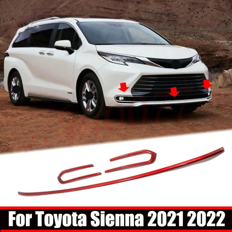 

For Toyota Sienna 2021 2022 Front bumper under Bottom Grille Grill Cover Exterior Protector Strip Front Fog light Lamp Cover
