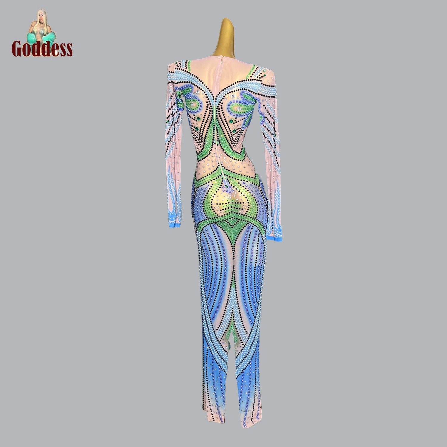 Блестящие разноцветные стразы сексуальное кривое праздничное вечернее платье